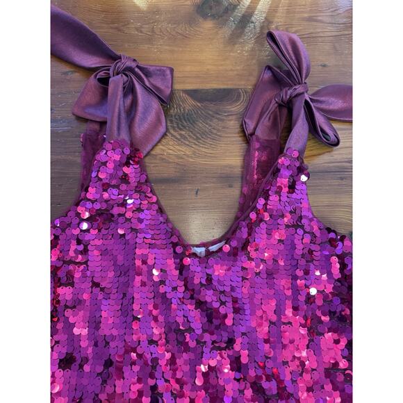 Anthropologie Women's Maeve Sequined Tie-Strap Tank Pink XS - Picture 9 of 16